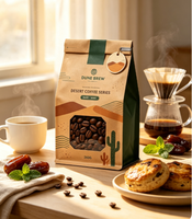 Sacs à café personnalisés avec logo du fabricant, sacs à café à fond plat avec valve, emballage de poudre de thé avec fermeture éclair