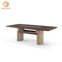 Table de cuisine de luxe légère, rectangulaire, en bois de noyer, ensemble de table à manger pour la maison, fête, 8 chaises pour restaurant