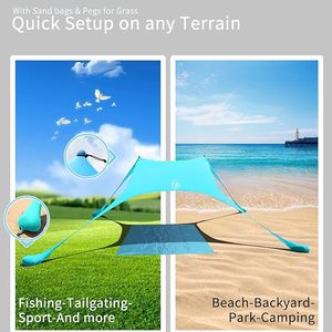 Toldo de aluminio para camping, playa, sombrilla, carpa de playa, refugio solar con sacos de arena - Product Image 5