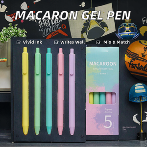 New dễ thương Macaron Màu văn phòng khối trường bấm vào gel bút đặt nhựa văn phòng phẩm Nguồn cung cấp 6 cái/hộp 0.5 mét bóng mực đen - Product Image 2