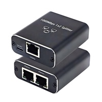 Splitter Ethernet 1000Mbps 1 ke 2 Kecepatan Tinggi, Splitter LAN Gigabit dengan Kabel Daya USB, Splitter RJ45 untuk Kabel Cat5/5e/6/7/8