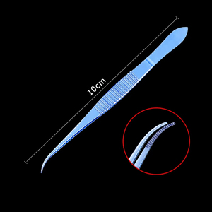 คีมจับแบบละเอียดทำจากโลหะผสมไทเทเนียมสำหรับจักษุวิทยา คีมจับแบบจักษุวิทยา คีมจับแบบปลายโค้งลายแนวนอน คีมจับอเนกประสงค์ - Product Image 6