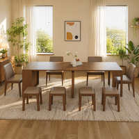 Table à manger extensible et pliable en bois massif avec buffet intégré, design artistique, mobilier de maison pour petits espaces