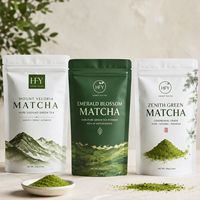 Op maat gedrukte, voedselveilige, hersluitbare staande zipzakken met hoge barrièrefolie verpakking voor Matcha groene thee, koffiepoeder, 100g, 500g