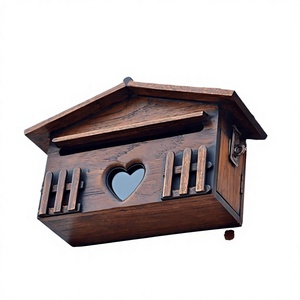 Boîte aux lettres extérieure en bois massif de style européen, étanche, avec crochet, capacité 5L, à fixer au mur - Product Image 4