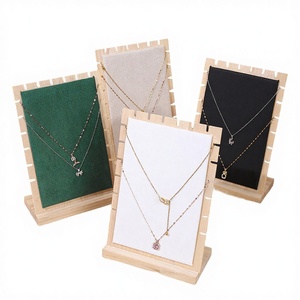 Présentoir de bijoux haut de gamme en bois de bambou noir en forme de L, support de rangement pour pendentifs et colliers - Product Image 3