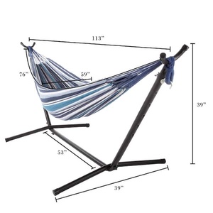 <span class=keywords><strong>Hamac</strong></span> <span class=keywords><strong>double</strong></span> en tissu extérieur portable et robuste <span class=keywords><strong>avec</strong></span> <span class=keywords><strong>support</strong></span>, facile à transporter pour la maison, le patio, la cour - Product Image 5
