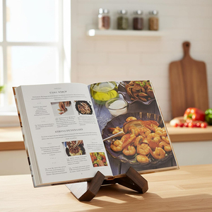 Penyangga Buku Resep Gaya Rumah Pedesaan dari Kayu, Tempat Penyimpanan Resep, Tinggi 7 Inci, Tipe Berdiri, Kotak Cokelat - Product Image 5