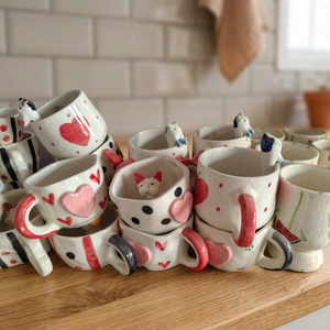แก้วกาแฟเซรามิกสโตนแวร์แบบกำหนดเอง 12 ออนซ์ พร้อมหูจับ สไตล์มินิมอล สีดำด้าน สีขาวเงา ของขวัญทางธุรกิจ พิมพ์โลโก้ได้ - Product Image 1