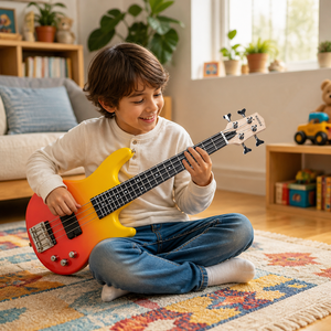 Bajo Eléctrico de Viaje para Niños de 30 Pulgadas, 4 Cuerdas, Cuerpo de Madera Sólida, Mástil de Arce, Logotipo Personalizado, OEM, ODM - Product Image 4
