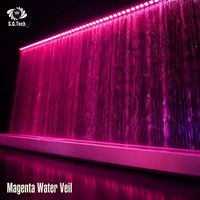 Fontaine murale numérique Water Crown avec rideau d'eau, LED RGB, motifs ondulés et de bandes, écran d'eau mural intérieur pour hall d'entrée et salle d'exposition