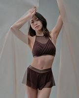 Pologne Sexy Pole Dance Wear Femmes Vêtements De Danse Exotique Pole Dance Wear Mesh Patchwork Top Ensembles