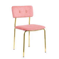 Chaise de salle à manger en tissu de velours rose en vrac de conception nordique populaire chaise de salle à manger de mobilier d'intérieur de restaurant de café avec des jambes d'or