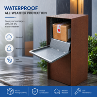 Boîte aux lettres en acier inoxydable sur pied pour jardin, villa, appartement, verrouillable, étanche, avec couvercle anti-pluie et antivol