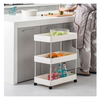 Chariot de rangement de cuisine mobile en plastique YIDE avec étagère réglable