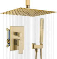 Ensemble de douche mural de luxe au design moderne pour salle de bain, mitigeur pluie, avec jets de massage, en laiton, à poignée unique