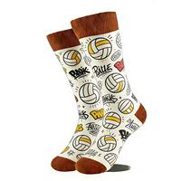 Chaussettes de sport fantaisie pour hommes grandes tailles, en coton jacquard, motifs football, tennis, volley-ball, ping-pong, amusantes, décontractées, vente en gros
