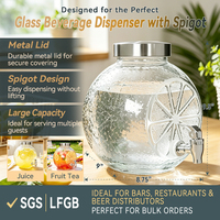 Distributeur de boissons en verre à débit rapide avec robinet, également utilisable comme pot à limonade, grand distributeur d'eau en verre pour les fêtes et la maison