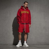 Conjunto de Sudadera con Capucha y Pantalones de Chándal Hip Hop Personalizados al por Mayor, de Algodón 100% de Alto Gramaje, con Bordado de Apliques, Estilo Urbano Holgado