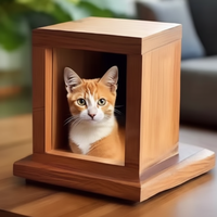 Urnes de crémation en bois faites à la main de style américain de haute qualité pour les cendres de chat et de chien Urnes funéraires en gros pour animaux de compagnie