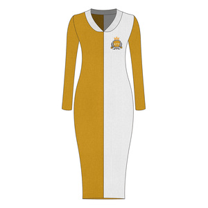 Abito <span class=keywords><strong>in</strong></span> <span class=keywords><strong>Maglia</strong></span> da Donna Personalizzato, 100% Cotone, Design Colorblock, Sexy, Aderente <span class=keywords><strong>in</strong></span> Vita <span class=keywords><strong>con</strong></span> <span class=keywords><strong>Cintura</strong></span>, Scollo a V, Maniche Lunghe - Product Image 3