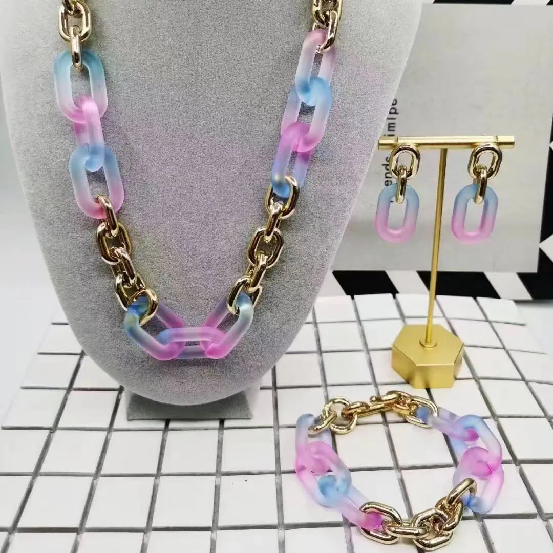 Ccb catena collana braccialetto orecchino set nessuno appannamento senza dissolvenza set di gioielli impermeabili fabbrica a yiwu