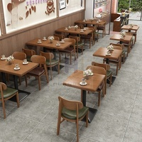 Café thé boutique complète moderne commercial café chêne stratifié bois carré Restaurant meubles table et chaises ensemble