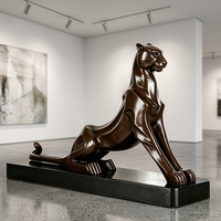 Sculpture de léopard en bronze massif sur mesure - Art animalier classique personnalisé, fabriqué sur commande