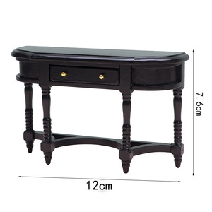Muebles en miniatura para <span class=keywords><strong>casa</strong></span> <span class=keywords><strong>de</strong></span> <span class=keywords><strong>muñecas</strong></span> 1:12, mesa media <span class=keywords><strong>de</strong></span> color rojo madera, estilo clásico europeo - Product Image 5