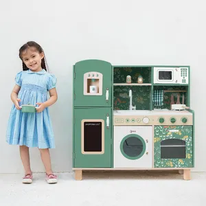 Classic World Pretend Role Play Vintage Children Wood Cooking Big Utensils Wooden Kitchen Toy Set for Kid