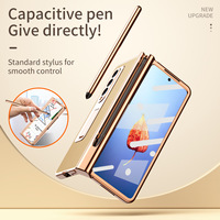 Casing Kulit Berdiri Lipat Cermin Plating Premium UNTUK Samsung Galaxy Z Lipat 2 3 4 W21 W22 W23 Casing Ponsel Keras Flip Holder