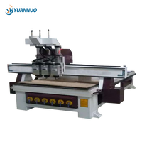 Routeur CNC haute rigidité YN 1325 pour portes, armoires, meubles et sculpture sur bois avec 3 têtes de broches et composants de transmission essentiels