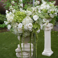 Boule de fleurs en soie cascade 70 cm, Hortensia Phalaenopsis rose et vert, toucher réel, pour décoration de centre de table de mariage, fleur de mariage