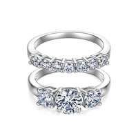 Offre Spéciale : Ensemble de Bagues de Mariage en Moissanite pour Femme, 2 Carats au Total, Couleur D, Pureté VVS, Plaqué Rhodium, Bijoux en Argent Sterling 925