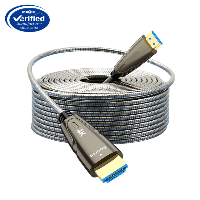 Steel Armored 4K 8K HDMI Optical Fiber Cable HDMI 2.0 2.1 Amoured AOC Active HDMI Fiber Optic Cable 100m Armored