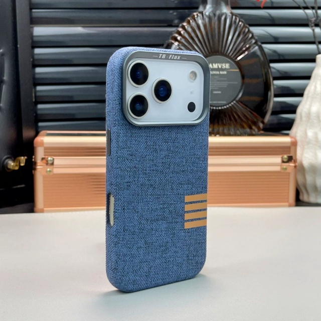 Luxury Magnetic Linen Fabric Phone Case for iPhone 17 12 13 Pro Max 17 Air 14 15 16 Plus With Metal Lens Frame Shockproof Cover