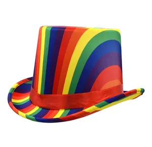 成人彩虹服装礼帽魔术师朋克小丑帽子时尚节日服装游行万圣节配件套装