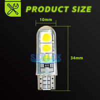 Ampoule LED T10 W5W pour voiture, 6SMD, éclairage intérieur, plafonnier, éclairage de plaque d'immatriculation, éclairage latéral, super lumineux blanc 12V