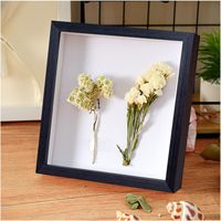 Cadre photo en bois MDF noyer noir et blanc Boîte d'ombre 3D profonde avec cadre d'art décoratif en verre véritable