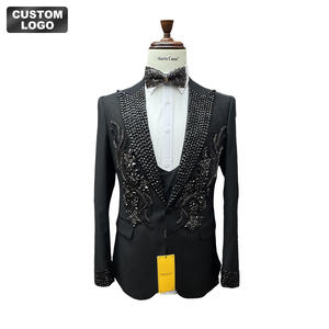 <span class=keywords><strong>Traje</strong></span> de Novio de 3 Piezas Hecho a Medida con Tela Jacquard Adecuado para Recepción de Boda Reunión de Negocios y Fiesta de Noche - Product Image 2