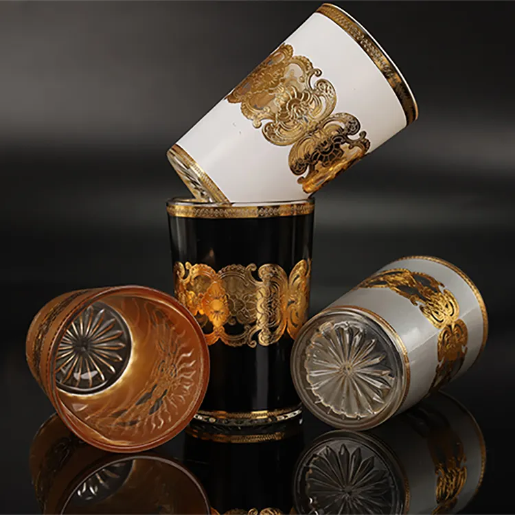 12 Stuks 6Oz Glas Tumbler Marokkaanse Luxe Zilver En Goud Decal Turkse Glas Thee Cup Tumbler