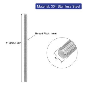 Tiges filetées en acier inoxydable 8 mm en acier 304 et 316, goujons filetés, tiges filetées M8 M10 - Product Image 2