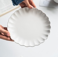 Assiette de service en forme de fleur en fibre de bambou et mélamine écologique, bol à vaisselle lavable au lave-vaisselle 10.5 8.5 6.5 pouces