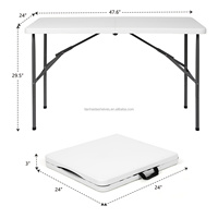 Table pliante portable pour l'extérieur, table à manger pliante en plastique moulé par soufflage et fer