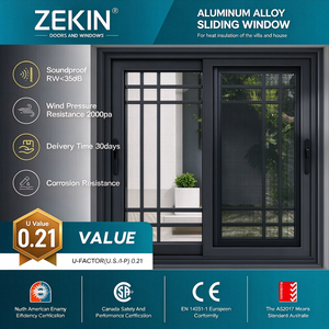 Fenêtre coulissante en aluminium moderne sur mesure, cadre à rupture de pont thermique, moustiquaire intégrée pour la construction de maisons - Product Image 1