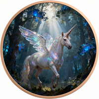 Pièce de monnaie en cuivre colorée sur mesure en relief, 5 AVDP oz, thème licorne, en cuivre pur 999, objet de collection pour cadeau et investissement