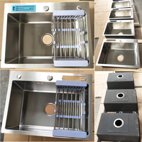 Évier de cuisine en acier inoxydable de qualité supérieure, fait main, à cuve unique, 600x450mm, design moderne, avec support pour couteaux