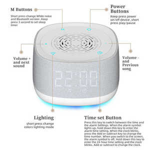 <span class=keywords><strong>2</strong></span> trong 1 âm thanh đồng hồ báo thức tiếng ồn Trắng BT Loa 7 màu sắc ánh sáng với bộ đếm thời gian xách tay tiếng ồn Trắng máy đồng hồ kỹ thuật số - Product Image 6