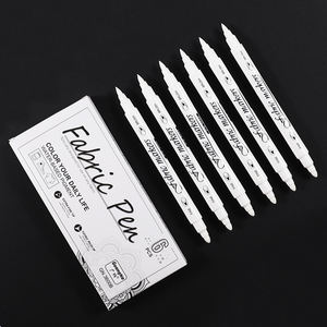 <span class=keywords><strong>Marqueur</strong></span> <span class=keywords><strong>textile</strong></span> permanent double pointe à encre à séchage rapide, couleur blanche, pour travaux manuels DIY - Product Image 4