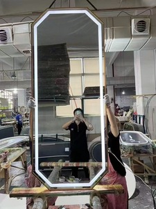 Modern Luxury All-in-One Ironing <b>Mirror</b> Station <b>Wall</b>-Mounted Barber Shop Hair Salon Floor <b>Mirror</b> with Internal Light - Product Image 5
